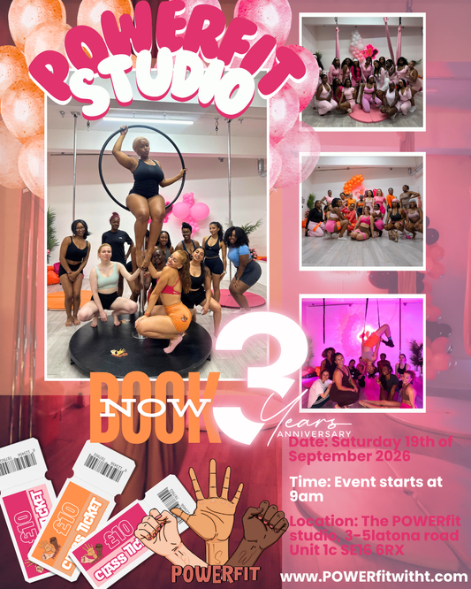 The POWERfit studio 3 year anniversary £10 class tickets