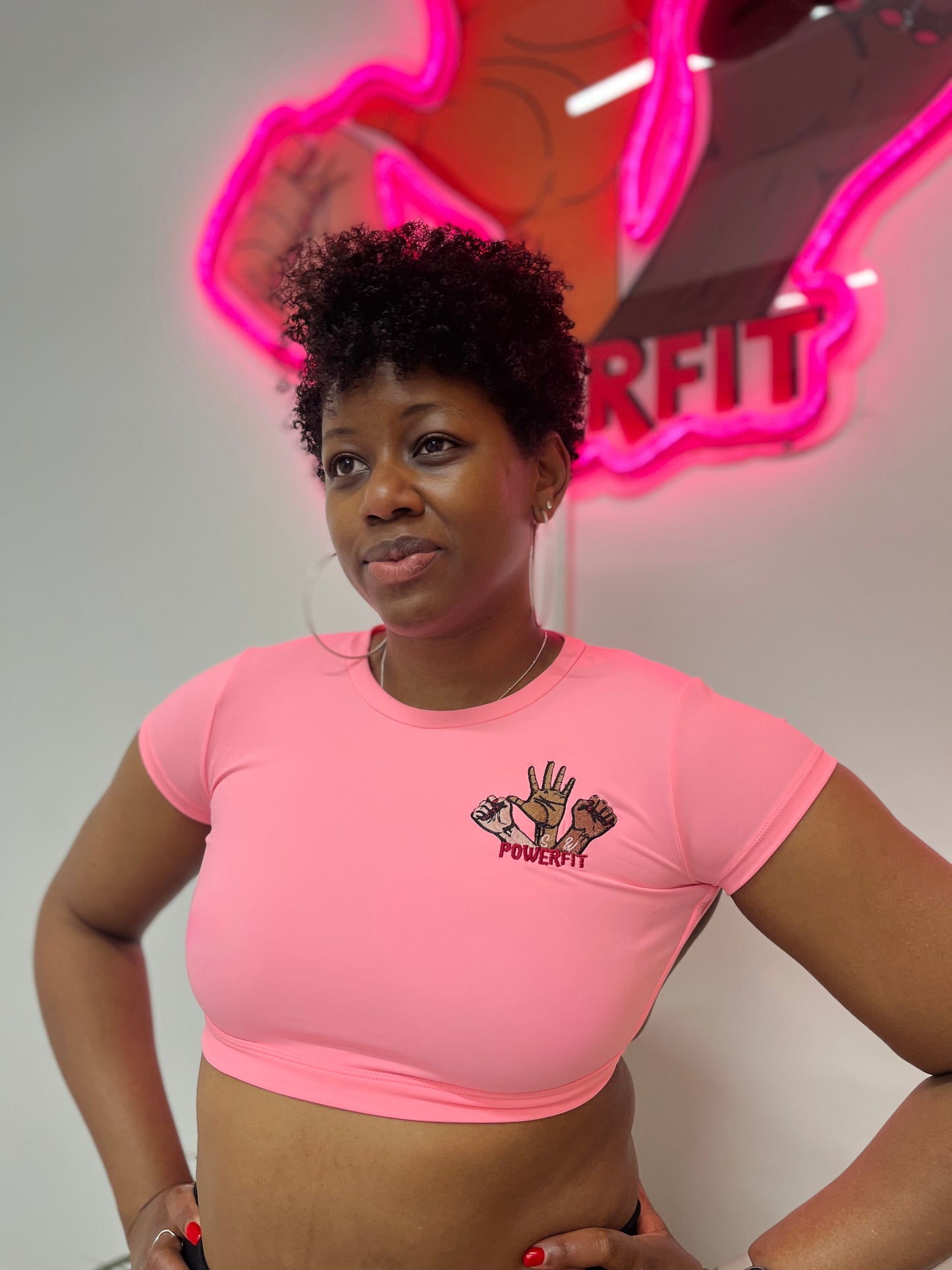 POWERfit Pink open back crop top