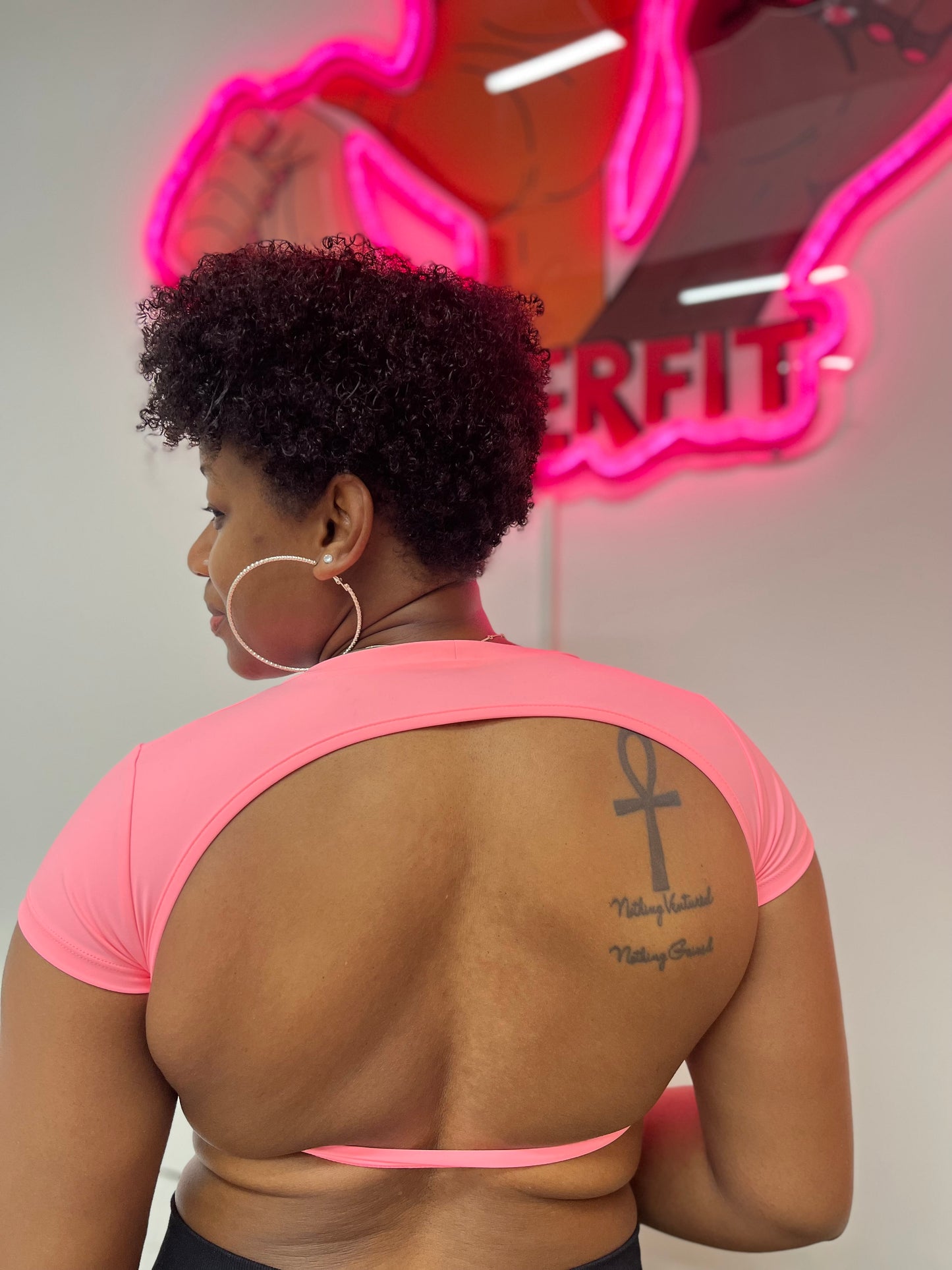 POWERfit Pink open back crop top